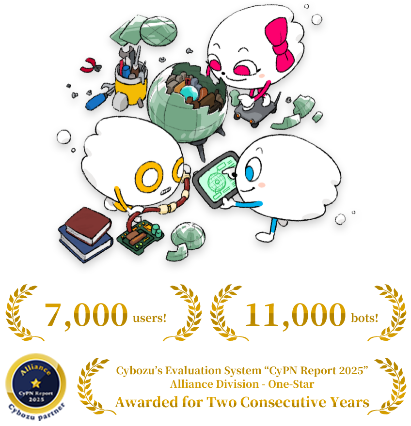 Over 7,000 Users | Over 11,000 Robots Created | Awarded 1-Star in Cybozu’s Evaluation Program 'CyPN Report 2025' - Alliance Category, Two Years in a Row